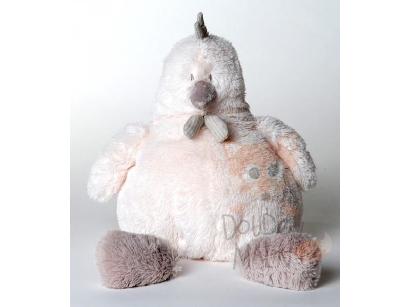  corine poule peluche blanc beige 25 cm 